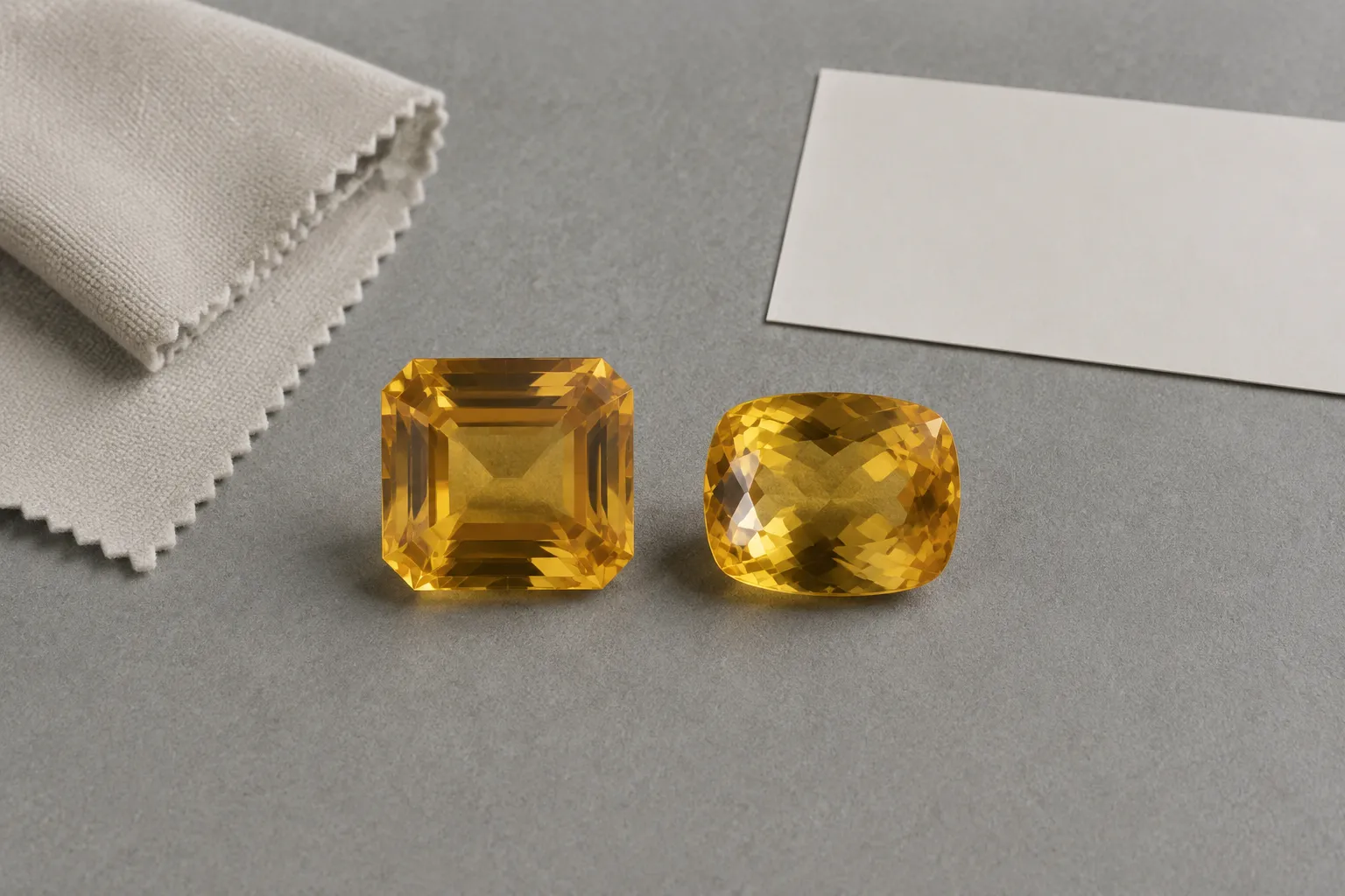 Citrine compared under consistent lighting on a neutral background before judging whether its body color has changed