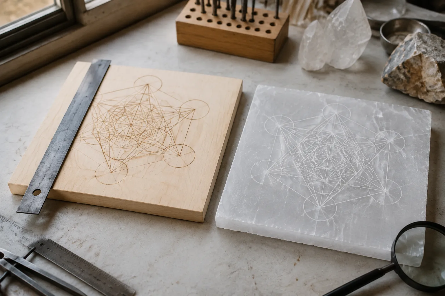 The Anatomy of a High-Frequency Grid: Birch Wood vs. Selenite Bases