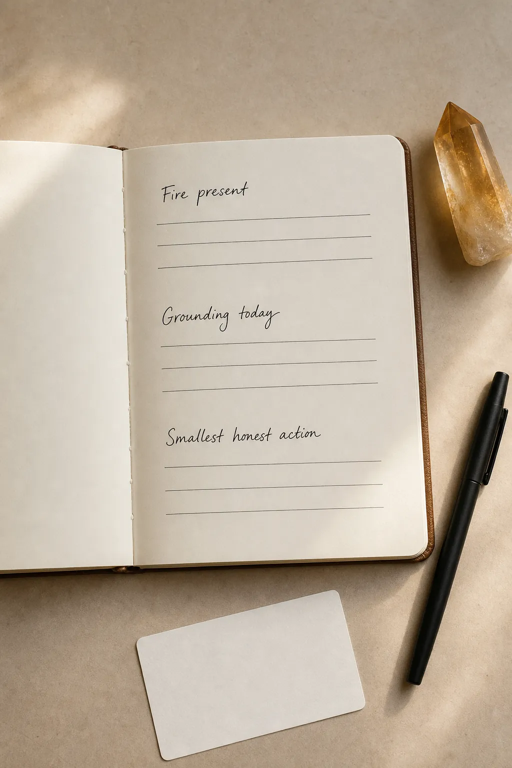 A journal page for naming fire, grounding, and the smallest honest action during a Solar Plexus citrine ritual