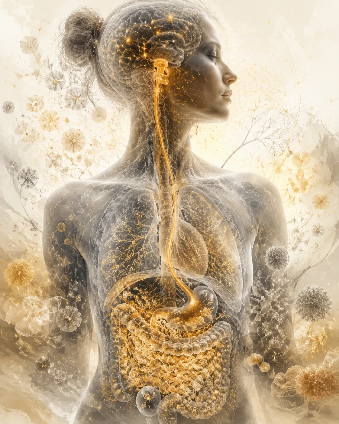 A conceptual map showing the vagus nerve as one route within the broader gut-brain axis and autonomic regulation system